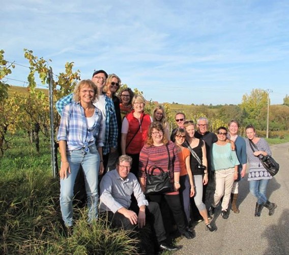 14 nordiske journalister deltok på Aarhus 2014. Her fra vinsmakingsturen i Alsace.